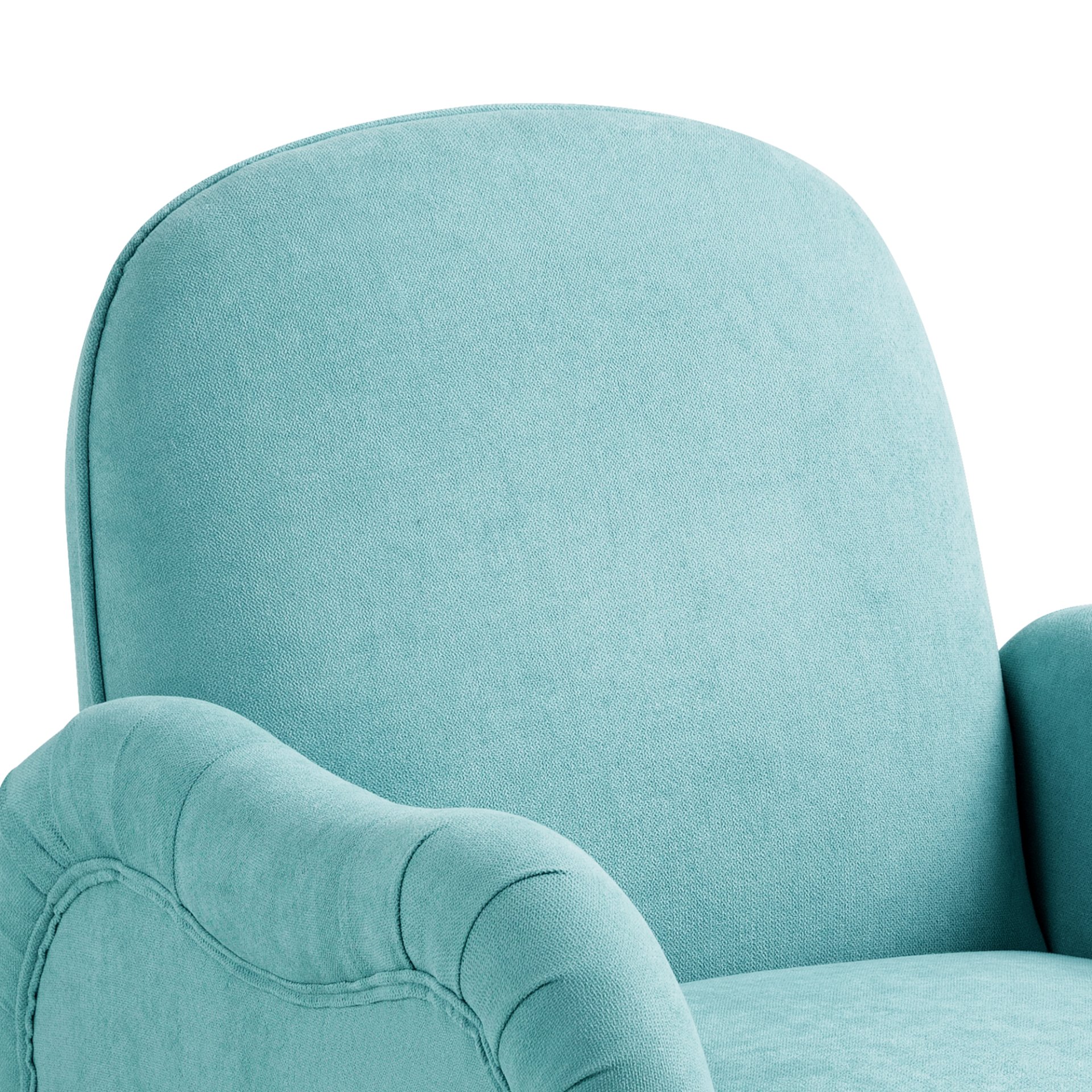 Modern Accent Chair With Metal Legs, Snowflake Fabric Armchair - Cyan - Image 14