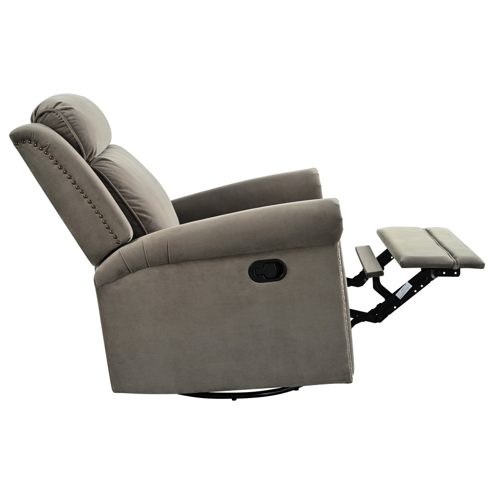 360 Degrees Swivel Recliner Manual Rocking With Adjustable Backrest For Living Room - Light Brown - Image 15