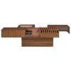 Mid Century Modern Coffee Table, Unique Square Wooden Coffee Table With 3 Drawers, Tempered Glass And Solid Wood Legs For Living Room - Brown - Image 15