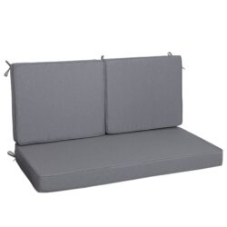 Outdoor Loveseat Cushion Set, Waterproof & 3 Year Fade Resistant Patio Furniture Cushions With Removable Cover, Ties And Hidden Zipper (Set of 3) - Gray