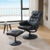 Recliner Chair With Ottoman 360° Swivel Massage Lounge Chair With 5 Point Vibration & Heated Seat 140° Adjustable Recliner - Black - Image 10