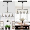 Dining Room Light Fixture / Chandelier Table, 40 -" Hanging For Farmhouse Linear Chandeliers, 5 Light Kitchen Island Lighting Ceiling Chandelier, With Metal Lampshade - Gold / Matte Black - Image 5