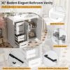36" Bathroom Vanity With Sink, Soft Close Doors, Adjustable Shelf & 3 Drawers - White - Image 6