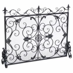 Darcie - Wrought Iron Fireplace Screen With Intricate Detailing - Black