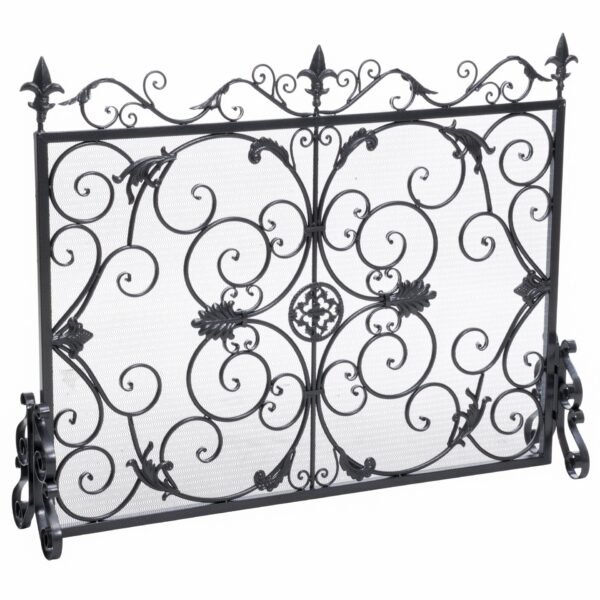 Darcie - Wrought Iron Fireplace Screen With Intricate Detailing - Black