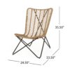 Wicker Chair With Geometric Cross Base, (Set of 2) - Light Brown - Image 3