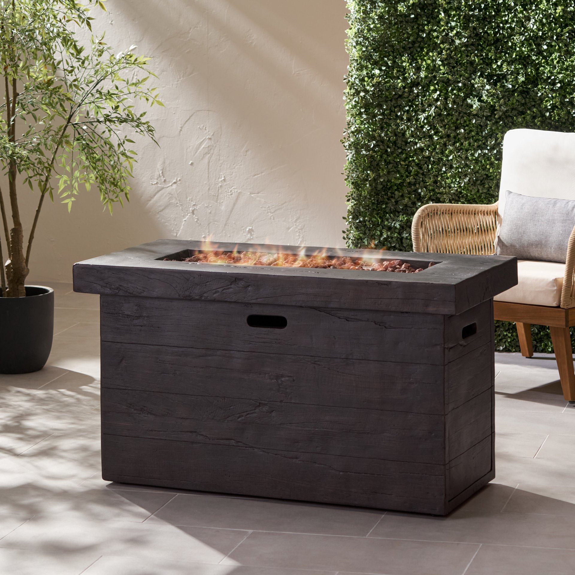 Custer - Rectangular Fire Pit 50, 000 Btu Magnesium Oxide - Brown - Image 5