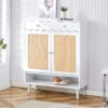 Modern Minimalist Rattan Shoe Cabinet, Elegant Storage Solution - White - Image 2