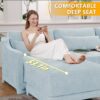 Elegant 2 Seater Sofa With Ottoman And Lumbar Pillows Chenille High Quality Wood - Sky Blue - Image 4