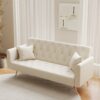 Convertible Double Folding Living Room Sofa Bed - Beige - Image 5