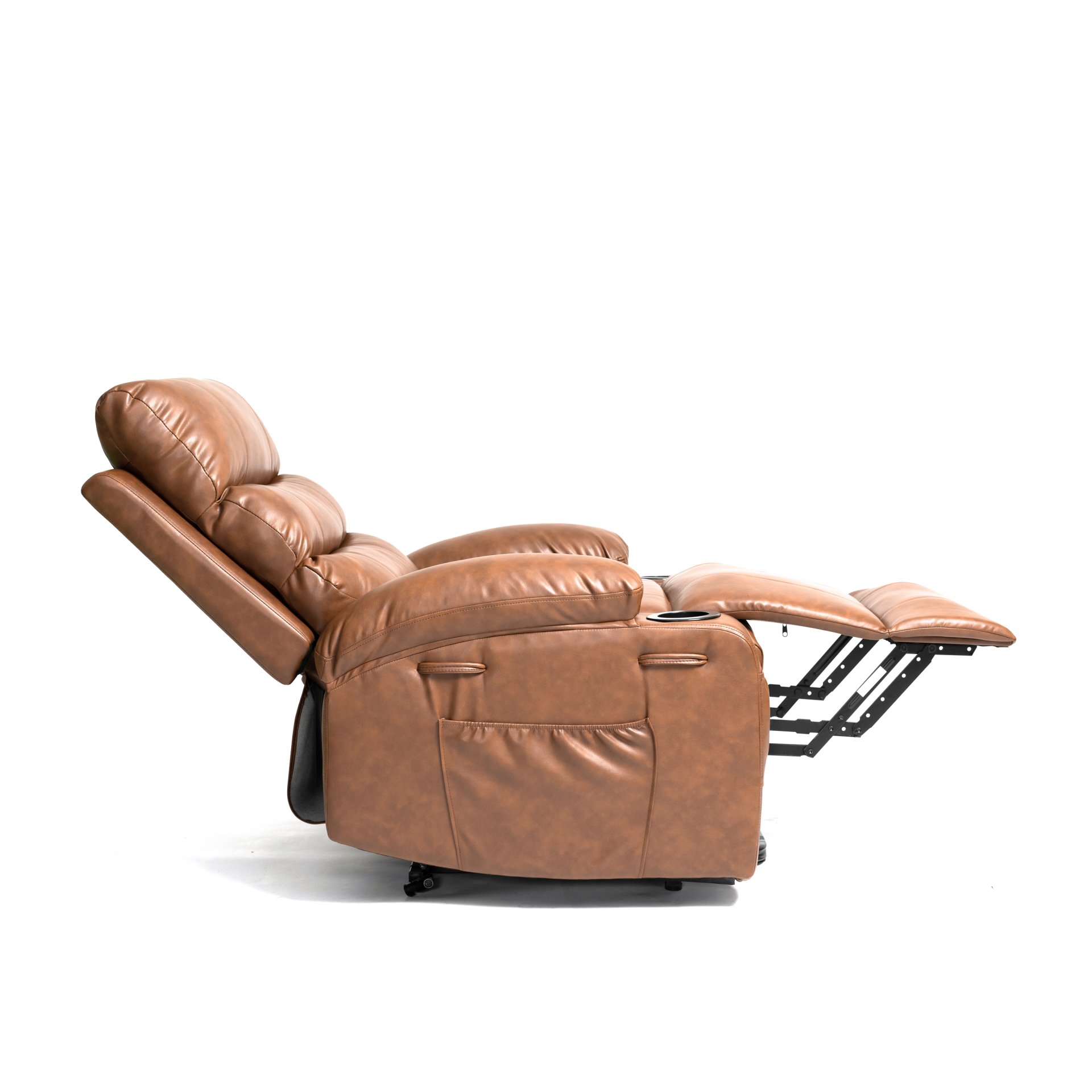 Electric Power Lift Recliner Chair Sofa, Vibration Massage, And Cup Holders - Brown - Image 12