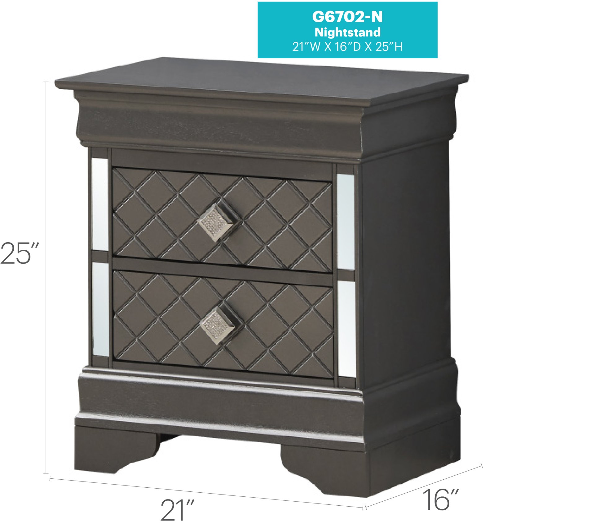 Verona - Nightstand - Metalic Black - Image 5