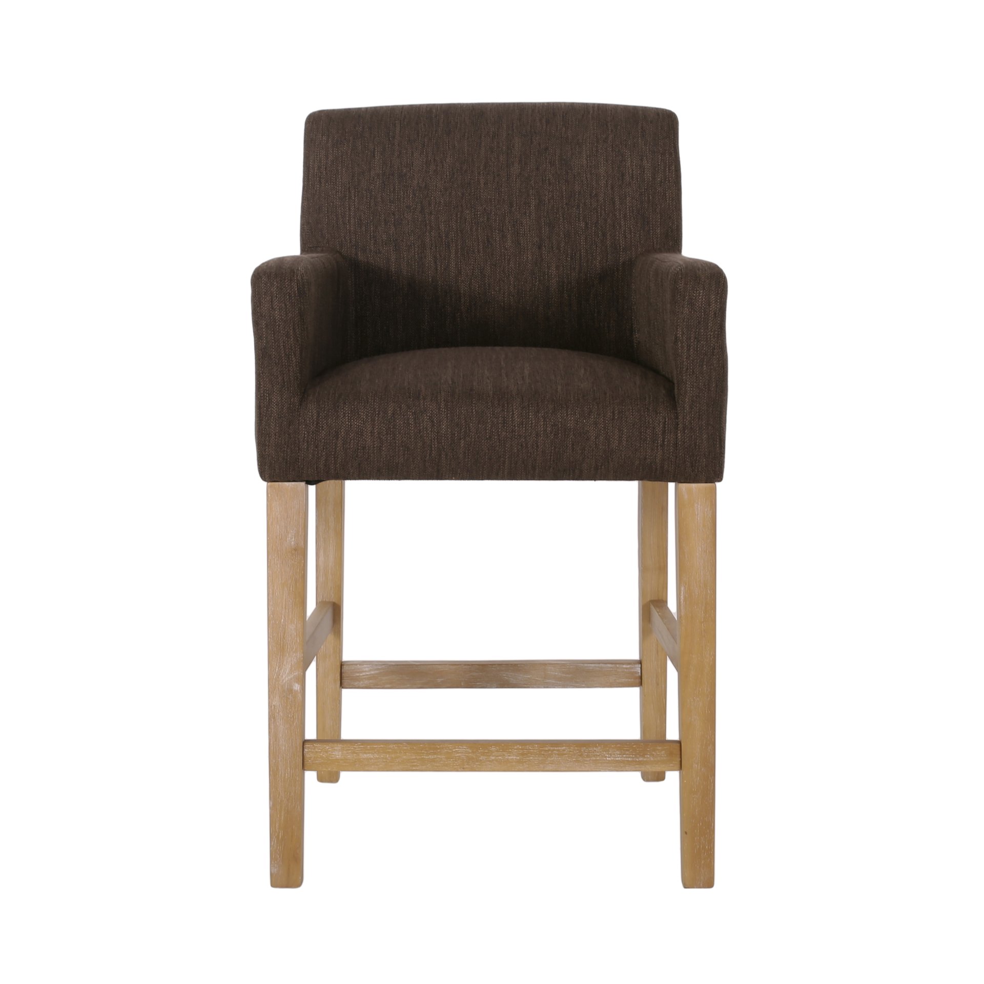 Charmed Upholstered Counter Stool With H Frame Base And Round Arms - Brown - Image 4