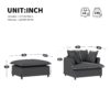 Oversized Chaise Lounge Indoor Single Sofa Bed With Wide Seat, Upholstered Lazy Sleeper Armchair With Movable Ottoman Reading Couch Set - Gray - Image 7
