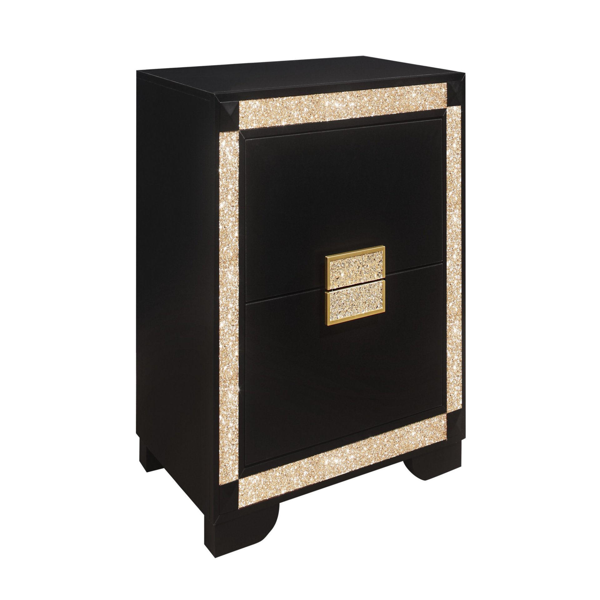Lively - Nightstand With Glitter Detail And Thick Bar Handle Hardware - Black - Image 5