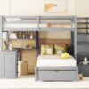 Full Over Twin Bunk Bed With Desk, Drawers And Shelves - Gray - Image 16