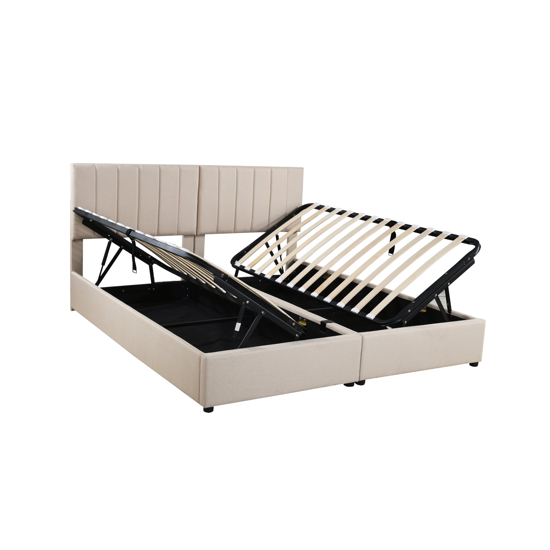 King Size Upholstered Platform Bed With A Hydraulic Storage System - Beige - Image 9