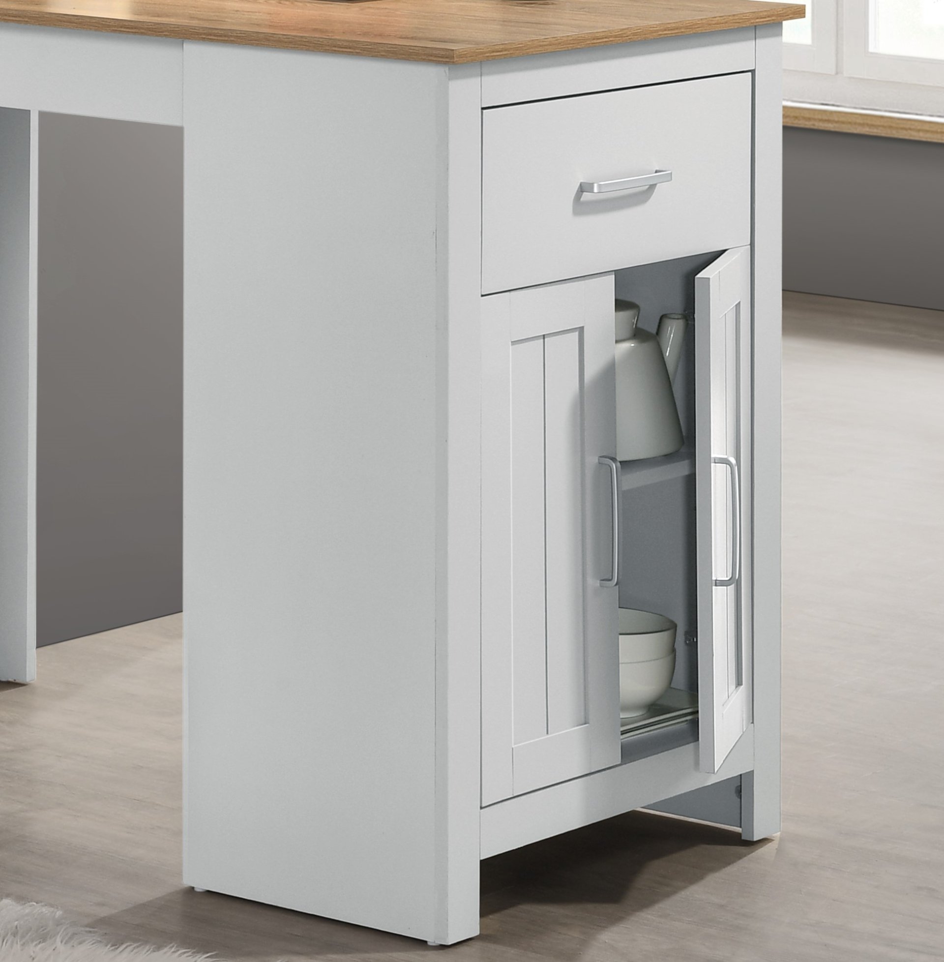 Alonzo - Small Space Counter Height Dining Table With Cabinet And Drawer Storage - Oak And White - Image 3
