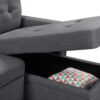 Nathan - Reversible Sleeper Sectional Sofa With Storage Chaise, USB Charging Ports And Pocket - Dark Gray - Image 4
