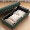 Oversized Chaise Lounge Indoor Rabbit Fur Sofa Bed With Storage Ottoman And Armrests Cup Holders With Deep Seat - Green - Image 11