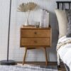 Mid Century Modern Double Drawer Nightstand - Caramel - Image 5