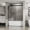 Double Sliding Bathtub Shower Door With Sgcc Clear Tempered Glass - Matte Black - Image 5