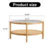 Modern Style Circular Double Layer Tea Table With Rattan Weave - Natural Wood - Image 3