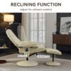 Massage Recliner Chair With Ottoman 360° Swivel Reclining Chair With Wrapped Base 5 Point Vibration Massage Seat Heating And 140° Adjustable Backrest - Beige - Image 5