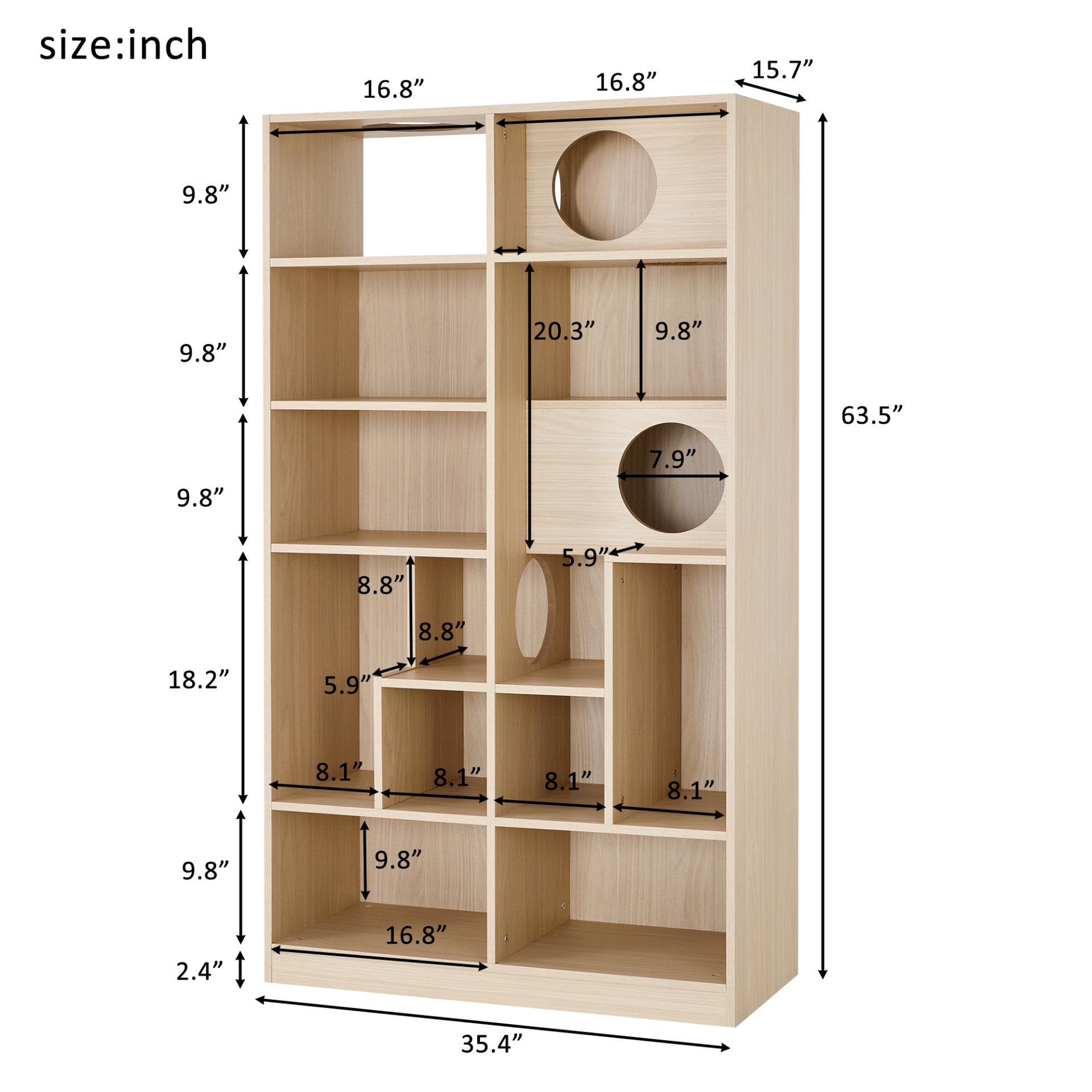 Furniture Style Cat Bookcase Cat Tree Shelves - Natural - Image 3
