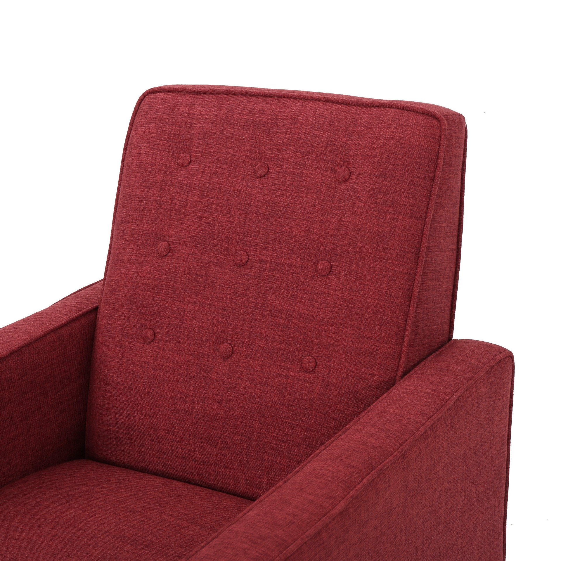 Macedonia - Mid Century Modern Button Tufted Fabric Recliner - Red - Image 18