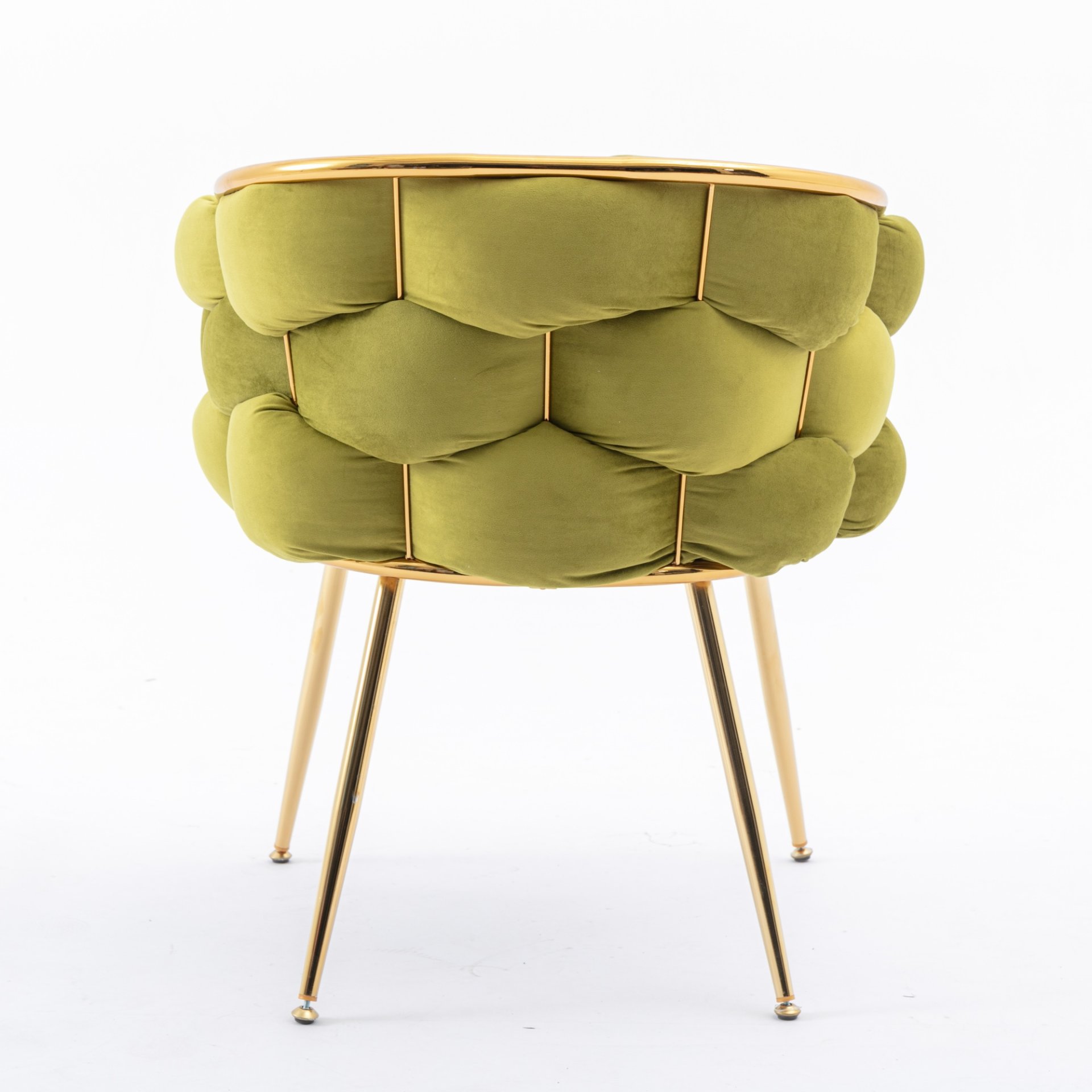 Luxury Modern Simple Leisure Velvet Single Sofa Chair Bedroom Lazy Person Household Dresser Stool Manicure Table Back Chair (Set of 2) - Olive Green - Image 10