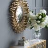 Sunburst Design Wall Mirror Decorative en For Entryway, Modern Living Room - Gold - Image 3