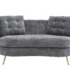 Polyester Fiber Loveseat Sofa Chair Upholstered Couch With Golden Metal Legs Club 2 Seat Sofa For Living Reading Room Bedroom Apartment Small Space Dorm - Gray - Image 8
