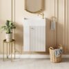 Floating Bathroom Vanity With Resin Basin, Left Side Storage - White - Image 4