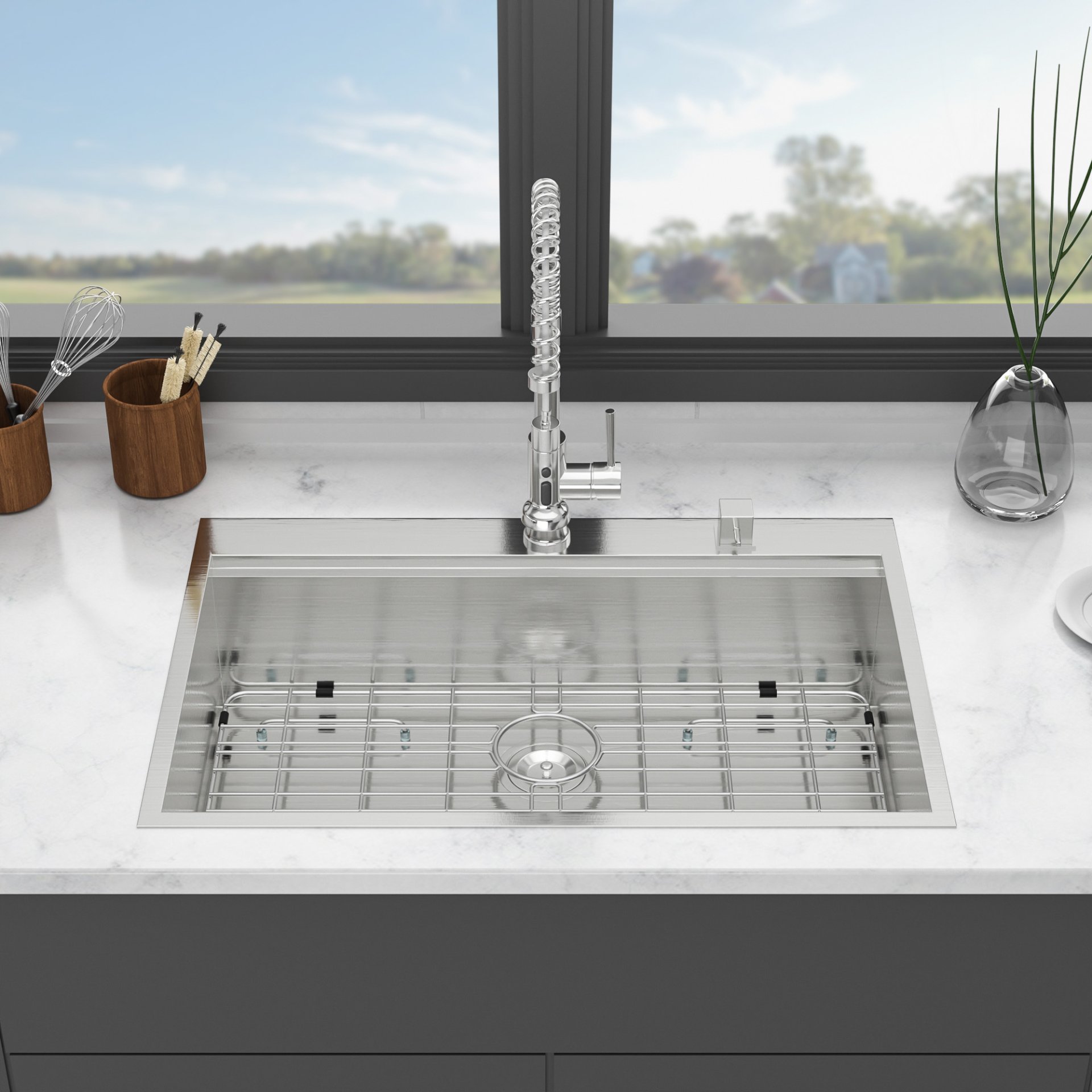 Drop In Kitchen Sink With Workstation, 16 Gauge - Brushed Nickel - Image 5