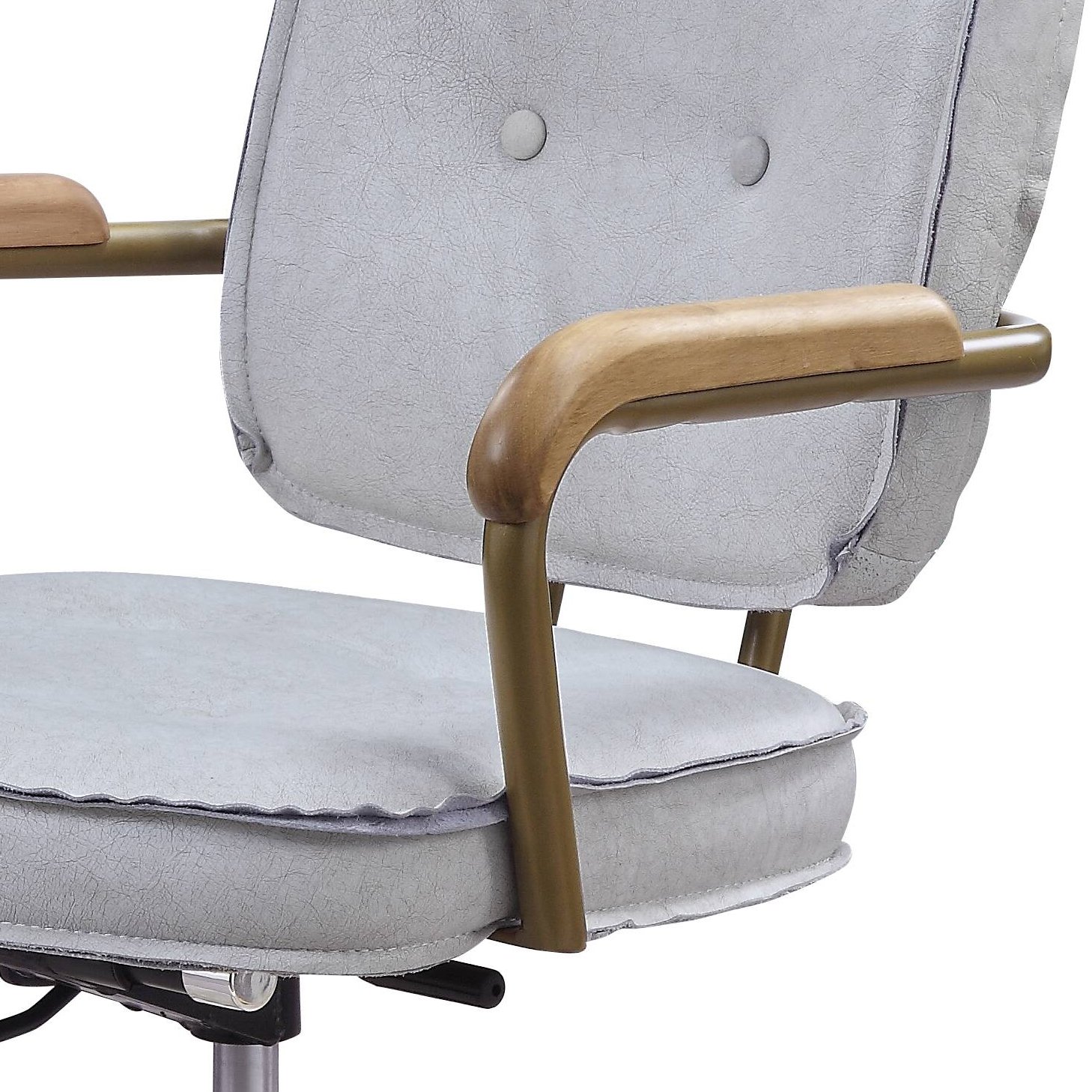 Siecross - Vintage Top Grain Leather Office Chair - Antique White / Gray - Image 7