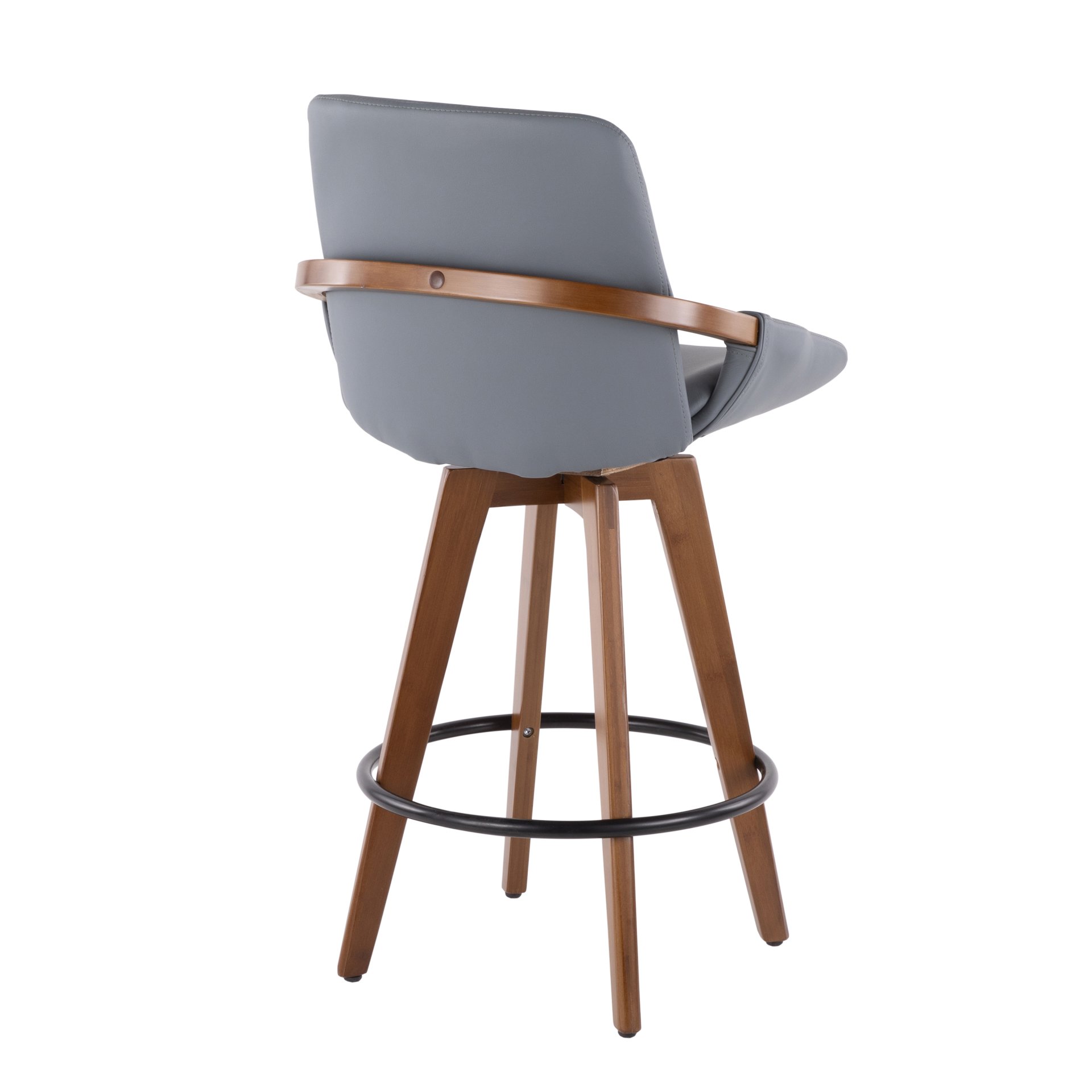 Cosmo - Mid-Century Counter Stool - Gray / Walnut - Image 3