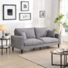 Modern Upholstered Resilience Three Seater Sofa, Comfy Wooden Frame - Light Gray - Image 4