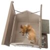 Outdoor Fir Wood Dog House With An Open Roof Ideal For Small To Medium Dogs, With Storage Box, Elevated Feeding Station With 2 Bowls. Weatherproof Asphalt Roof And Treated Wood - Cream - Image 5
