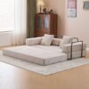 Floor Couch, Compression Sofa, Convertible Floor Sofa Bed With Pillow Back Support Armrest - Light Gray - Image 2