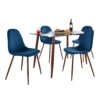Clara Pebble - 5 Piece Mid-Century Modern Dining Set - Walnut / Clear / Blue - Image 2