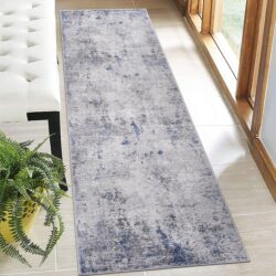 Marfi - 2' X 8' Abstract Runner Rug - Silver / Blue