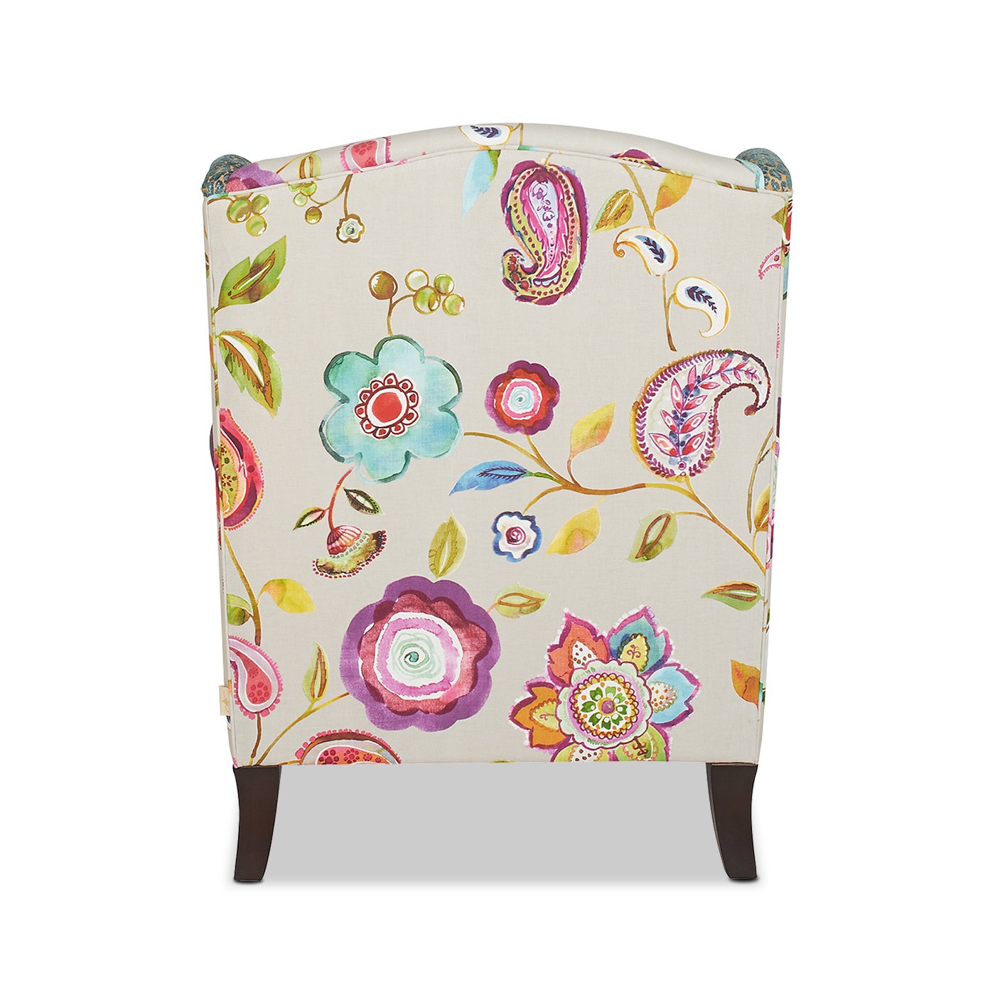 Anya - Boho Chic Wingback Accent Arm Chair - Floral / Leopard / Blue Teal / Purple - Image 12