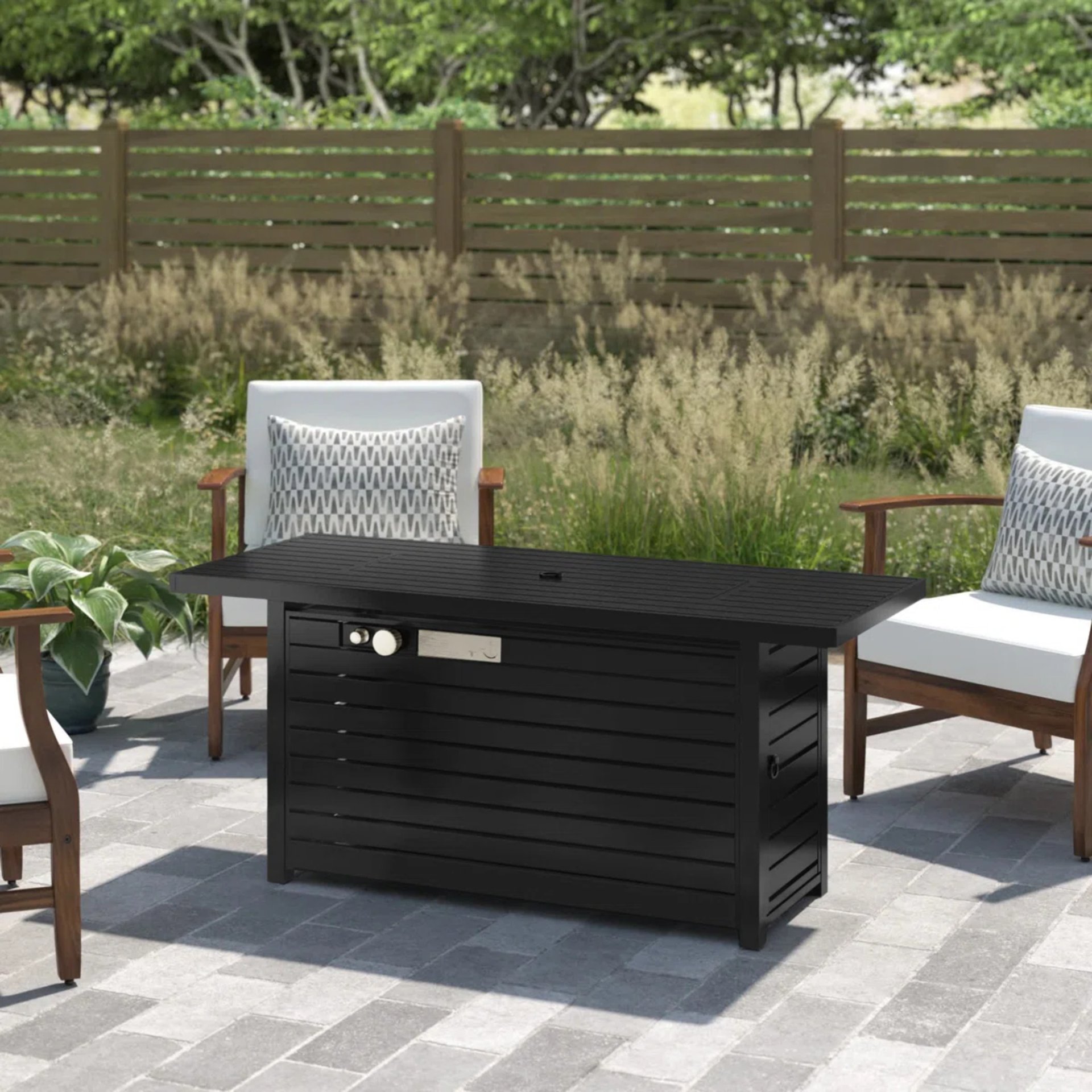 Outdoor Fire Pit Table & Lid - Black - Image 2