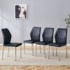 Luxury Simple Chair (Set of 4) High Resilience Dining Chair - Black / Silver - Image 10