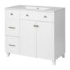 36" Bathroom Vanity With Sink, Soft Close Doors, Adjustable Shelves - White - Image 14