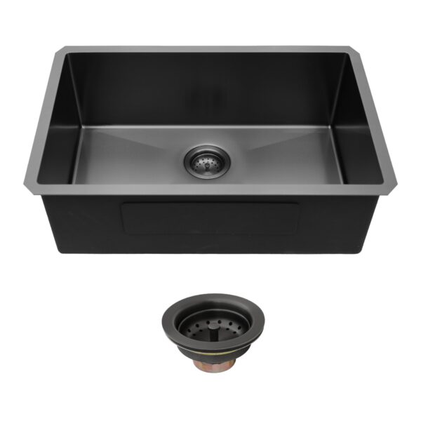 33" X 19" X 10" Undermount Kitchen Sink 16 Gauge Single Bowl - Gunmetal Black