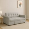 Compact Loveseat With Trundle Sleeper And Storage Pocket - Gray - Image 2