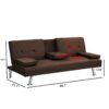 Futon Sofa Bed With Armrest Two Holders Wood Frame, Stainless Leg - Brown - Image 3