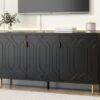 Modern TV Stand With 3 Doors And Adjustable Shelves For Living Room, Fits TVs Up To 70" - Black - Image 9